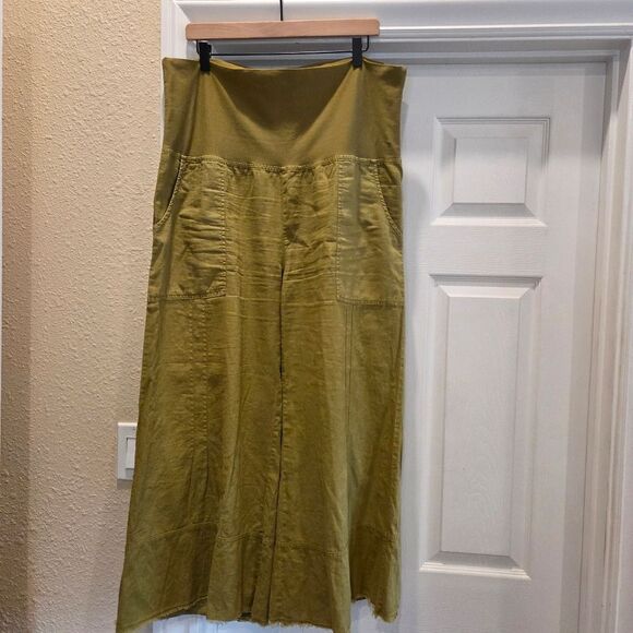 Wearables Wide Leg Linen Blend, Green XL - Picture 1 of 12